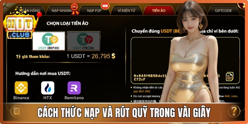 Cách thức nạp và rút quỹ Hitclub trong vài giây là thành công