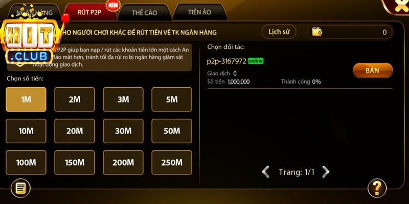 Giao diện rút tiền minh bạch với nhiều lựa chọn ngân hàng uy tín